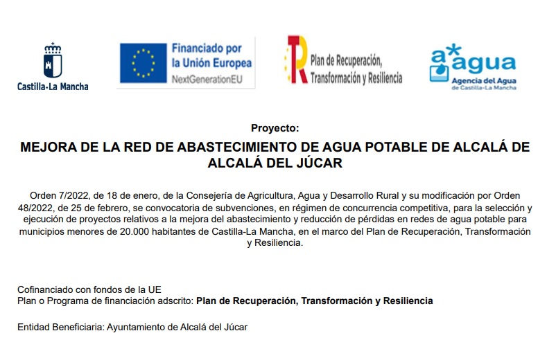 MEJORA DE LA RED DE ABASTECIMIENTO DE AGUA POTABLE DE ALCALÁ DE ALCALÁ DEL JÚCAR